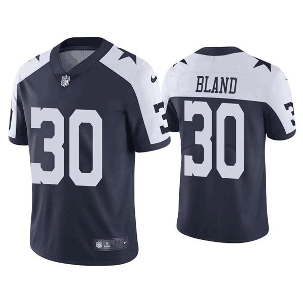 Men's Dallas Cowboys #30 DaRon Bland White Navy Vapor Limited Stitched Jersey