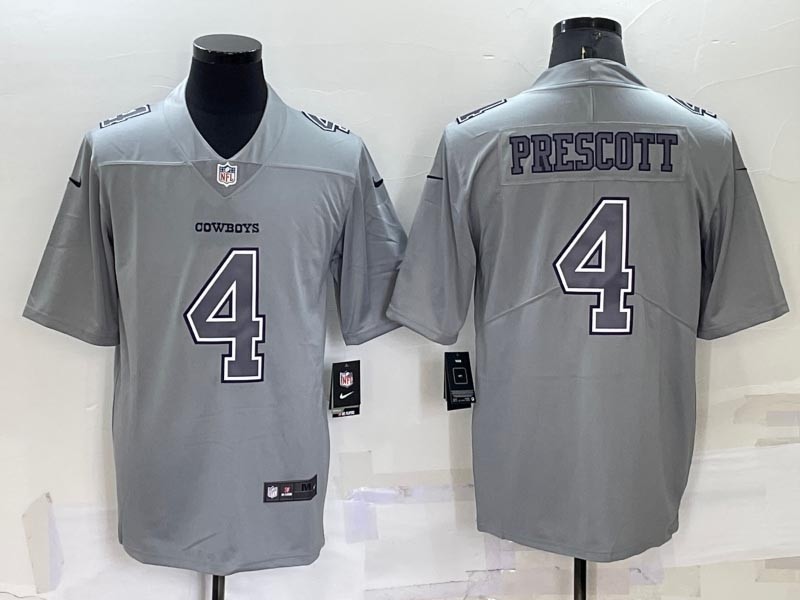 Men's Dallas Cowboys #4 Dak Prescott Grey Atmosphere Fashion Stitched Game Jersey