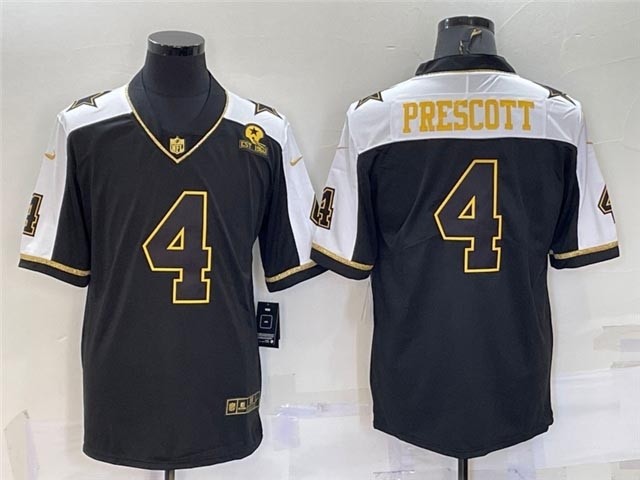 Men's Dallas Cowboys #4 Dak Prescott Thanksgiving Black Gold Vapor Limited Jersey