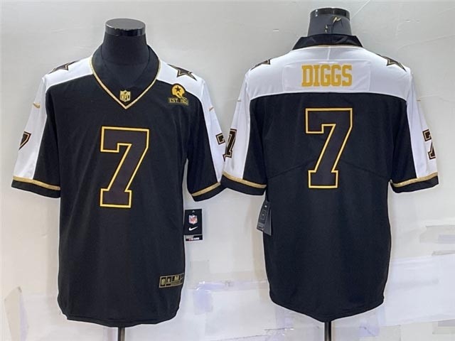 Men's Dallas Cowboys #7 Trevon Diggs Thanksgiving Black Gold Vapor Limited Jersey