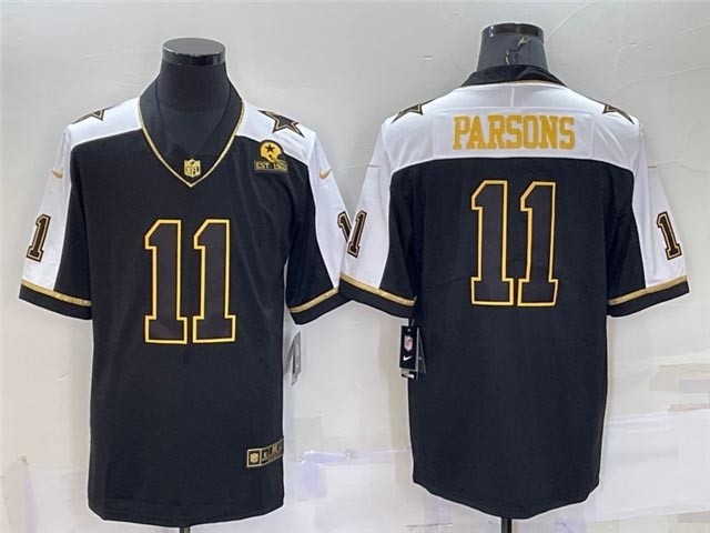 Men's Dallas Cowboys #11 Micah Parsons Thanksgiving Black Gold Vapor Limited Jersey