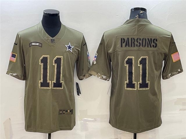 Men's Dallas Cowboys #11 Micah Parsons 2022 Olive Salute To Service Limited Jersey