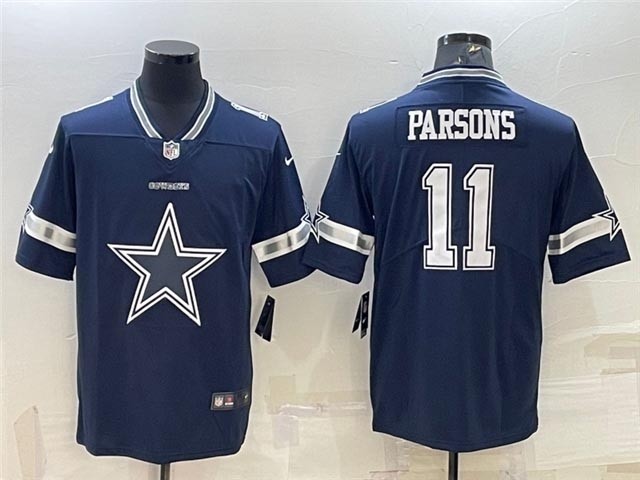 Men's Dallas Cowboys #11 Micah Parsons Blue Team Big Logo Vapor Limited Jersey