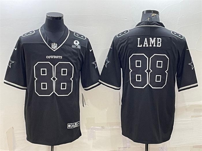 Men's Dallas Cowboys #88 CeeDee Lamb Black With 1960 Patch Limited Stitched Football Jersey