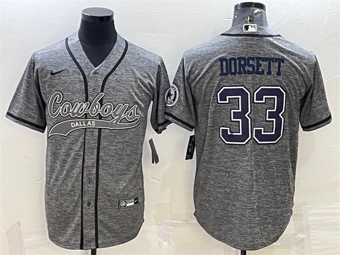 Men's Dallas Cowboys #33 Tony Dorsett Grey With Patch Cool Base Stitched Baseball Jersey