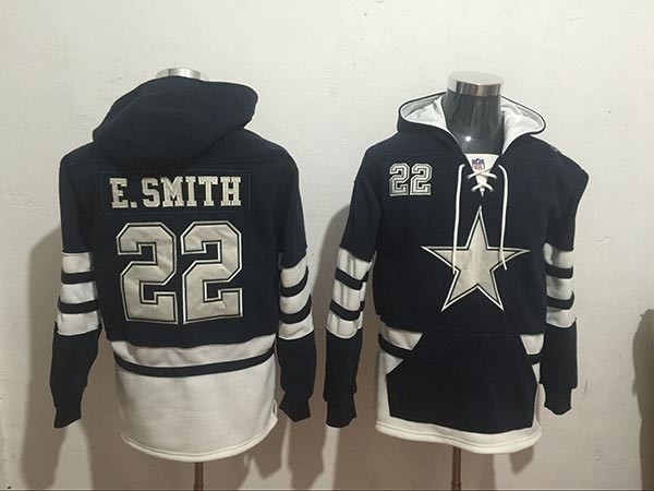 NFL Dallas Cowboys #22 Emmitt Smith Navy Blue All Stitched Hooded Sweatshirt