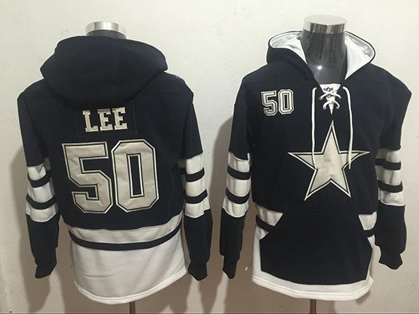 NFL Dallas Cowboys #50 Sean Lee Navy Blue All Stitched Hooded Sweatshirt