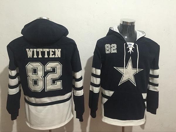 NFL Dallas Cowboys #82 Jason Witten Navy Blue All Stitched Hooded Sweatshirt