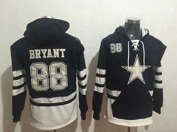 NFL Dallas Cowboys #88 Dez Bryant Navy Blue All Stitched Hooded Sweatshirt