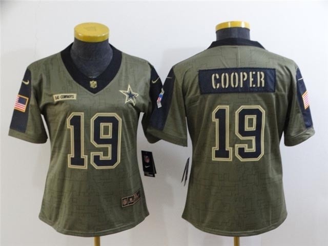 Women's Dallas Cowboys #19 Amari Cooper 2021 Olive Salute To Service Limited Jersey