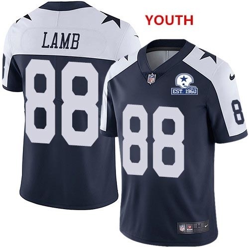 Youth Dallas Cowboys #88 CeeDee Lamb Thanksgiving With Established In 1960 Patch NFL Vapor Untouchable Limited Jersey