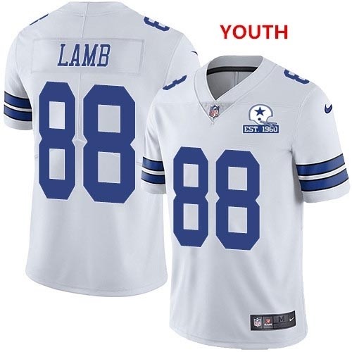 Youth Dallas Cowboys #88 CeeDee Lamb White Color With Established In 1960 Patch NFL Vapor Untouchable Limited Jersey