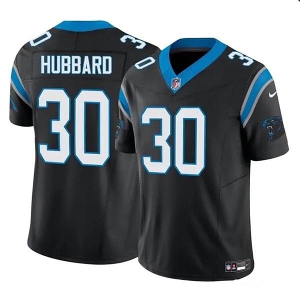 Women's Carolina Panthers #30 Chuba Hubbard Black Stitched Jersey(Run Small)