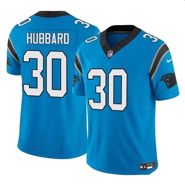 Women's Carolina Panthers #30 Chuba Hubbard Blue Stitched Jersey(Run Small)