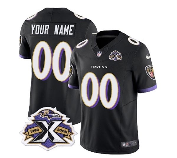 Men's Baltimore Ravens Active Player Custom Black 2023 F.U.S.E With Patch Throwback Vapor Limited Jersey(Name and number remark in comment column)