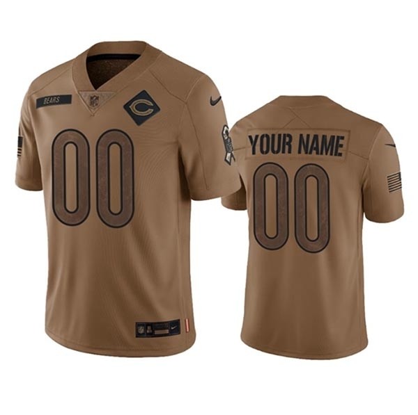 Men's Chicago Bears Active Player Custom 2023 Brown Salute To Service Limited Stitched Football Jersey(Name and number remark in comment column)