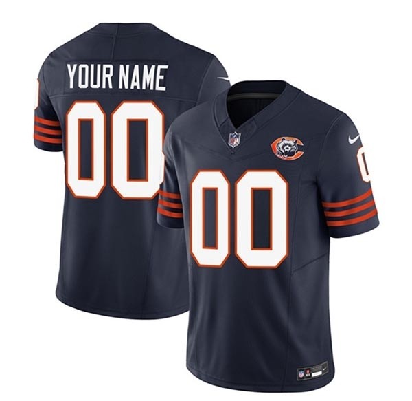 Men's Chicago Bears Active Player Custom 2023 F.U.S.E. Navy Throwback Limited Stitched Football Jersey(Name and number remark in comment column)