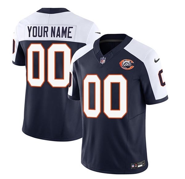 Men's Chicago Bears Active Player Custom 2023 F.U.S.E. Navy White Throwback Limited Stitched Football Jersey(Name and number remark in comment column)