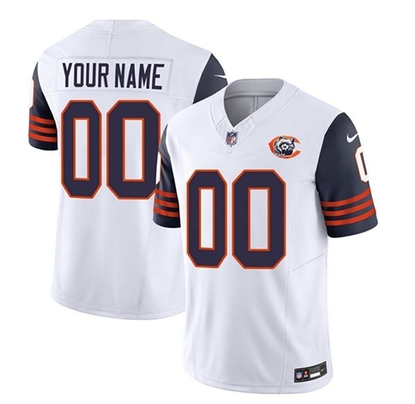 Men's Chicago Bears Active Player Custom 2023 F.U.S.E. New White Navy Throwback Limited Stitched Football Jersey