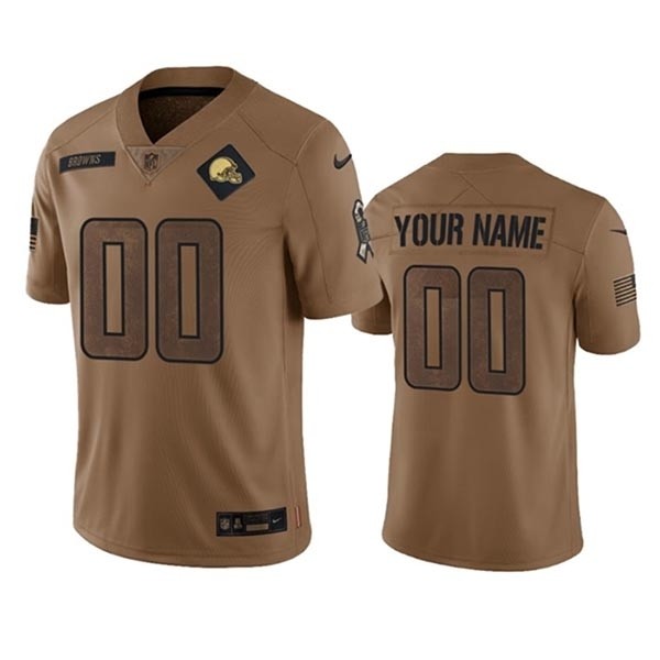 Men's Cleveland Browns Active Player Custom 2023 Brown Salute To Service Limited Stitched Jersey(Name and number remark in comment column)