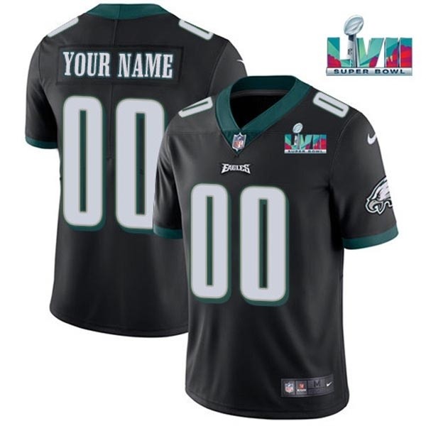 Men's Philadelphia Eagles ACTIVE PLAYER Custom Black 2023 Super Bowl LVII Patch Vapor Untouchable Limited Stitched Jersey(Name and number remark in comment column)