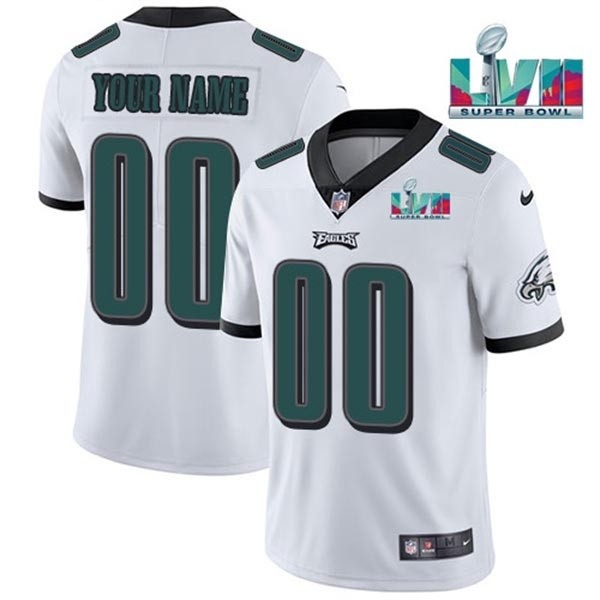 Men's Philadelphia Eagles ACTIVE PLAYER Custom White 2023 Super Bowl LVII Patch Vapor Untouchable Limited Stitched Jersey(Name and number remark in comment column)