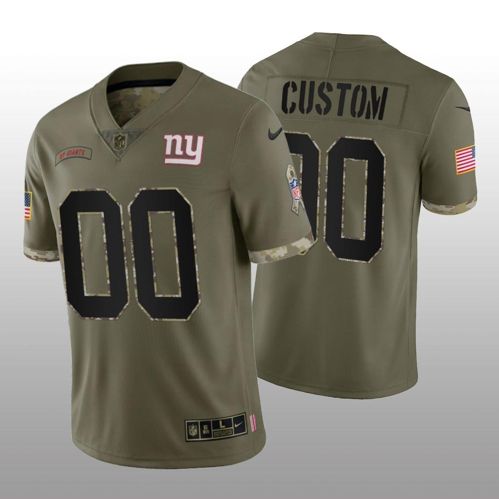 Men's New York Giants ACTIVE PLAYER Custom Olive 2022 Salute To Service Limited Stitched Jersey(Name and number remark in comment column)