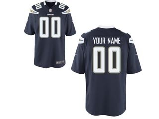 NFL San Diego Chargers Customized Navy Blue Jersey