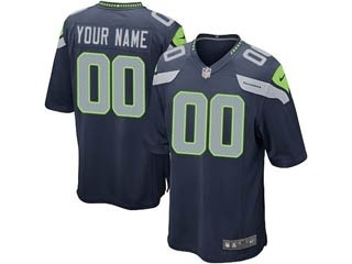 NFL Seattle Seahawks Customized Navy Blue Jersey