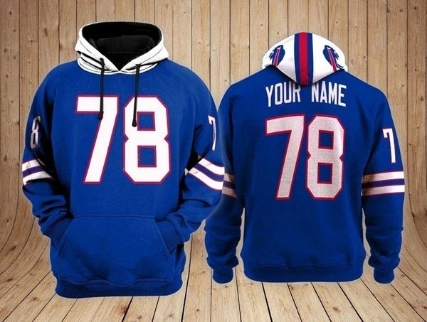 Men's Buffalo Bills ACTIVE PLAYER Custom Blue Performance Pullover Hoodie (Name remark in comment column)