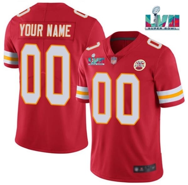 Men's Kansas City Chiefs Active Player Custom Red 2023 Super Bowl LVII Patch Vapor Untouchable Limited Stitched Jersey(Name and number remark in comment column)