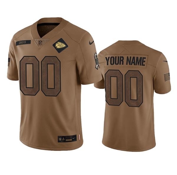 Men's Kansas City Chiefs Active Player Custom 2023 Brown Salute To Service Limited Stitched Jersey(Name and number remark in comment column)