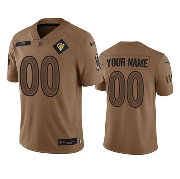 Men's Los Angeles Rams Active Player Custom 2023 Brown Salute To Setvice Limited Stitched Football Jersey(Name and number remark in comment column)