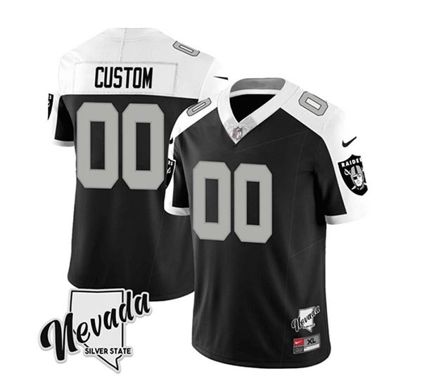 Men's Las Vegas Raiders Active Player Custom Black White 2023 F.U.S.E Nevada Silver Stat Stitched Football Jersey(Name and number remark in comment column)