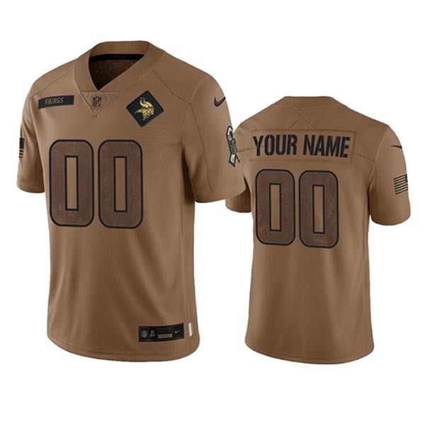 Men's Minnesota Vikings Active Player Custom 2023 Brown Salute To Setvice Limited Stitched Football Jersey(Name and number remark in comment column)