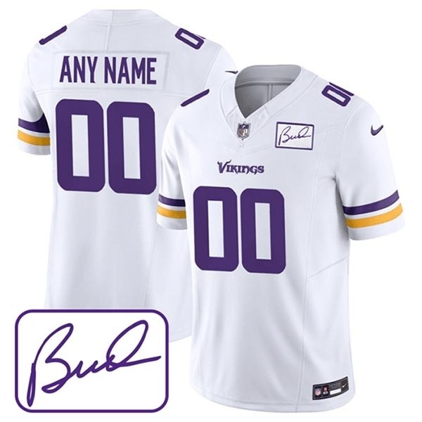 Men's Minnesota Vikings Active Player Custom White 2023 F.U.S.E. Bud Grant Patch Limited Stitched Jersey(Name and number remark in comment column)