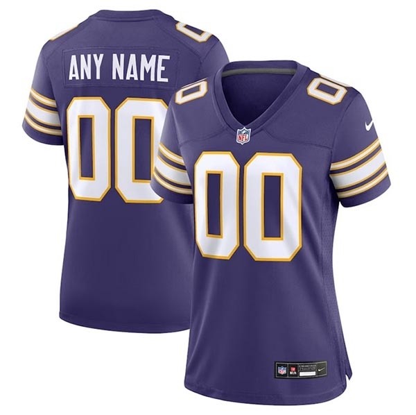 Women's Minnesota Vikings Active Player Custom Purple 2023 Stitched Game Jersey(Run Small)(Name and number remark in comment column)