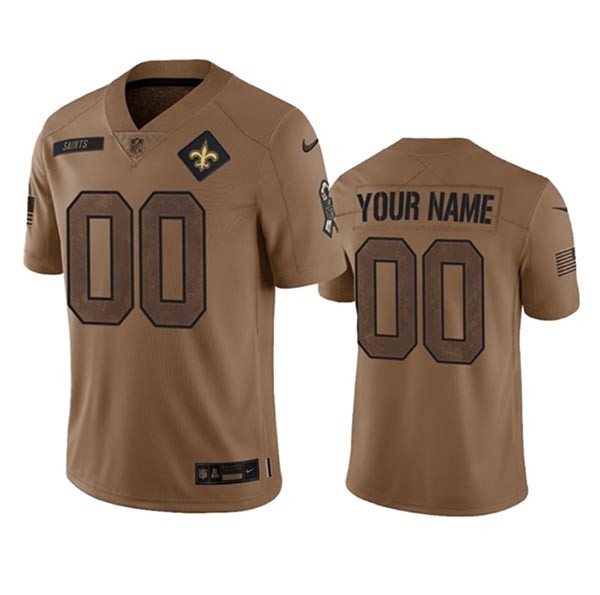 Men's New Orleans Saints Active Player Custom 2023 Brown Salute To Setvice Limited Stitched Football Jersey(Name and number remark in comment column)