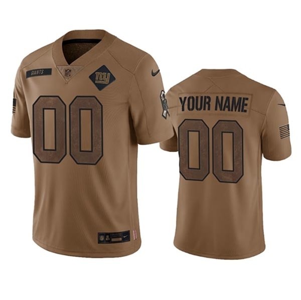 Men's New York Giants Active Player Custom 2023 Brown Salute To Setvice Limited Stitched Football Jersey(Name and number remark in comment column)