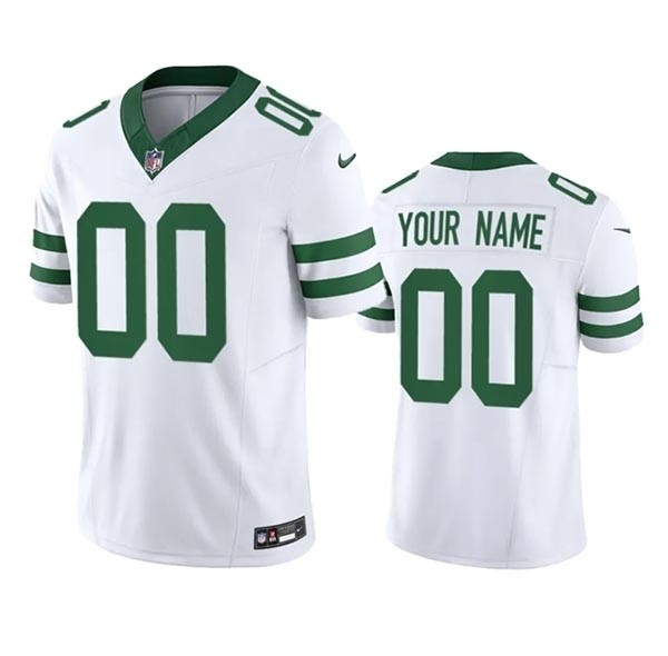 Men's New York Jets Custom White 2023 F.U.S.E. Vapor Limited Throwback Stitched Football Jersey(Name and number remark in comment column)