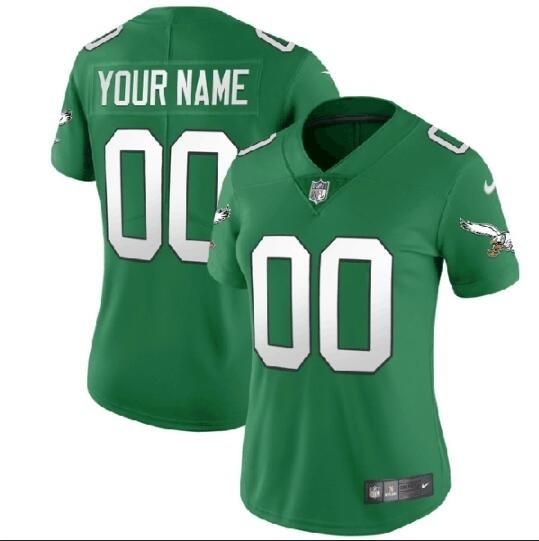 Women's Philadelphia Eagles Customized Green Vapor Untouchable Limited Jersey(Name and number remark in comment column)