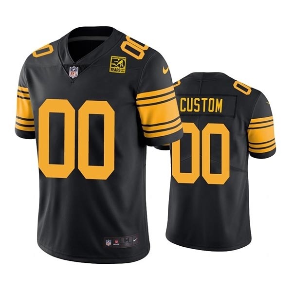 Men's Pittsburgh Steelers Active Player Custom Black 2023 Color Rush 50th Anniversary Limited Jersey(Name and number remark in comment column)