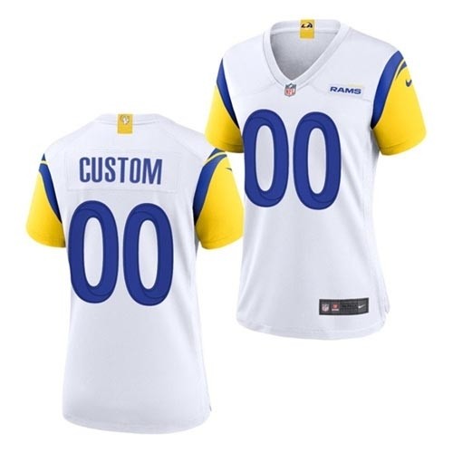 Women's Los Angeles Rams Customized 2021 White Vapor Untouchable Limited Alternate Stitched Jersey(Name and number remark in comment column)