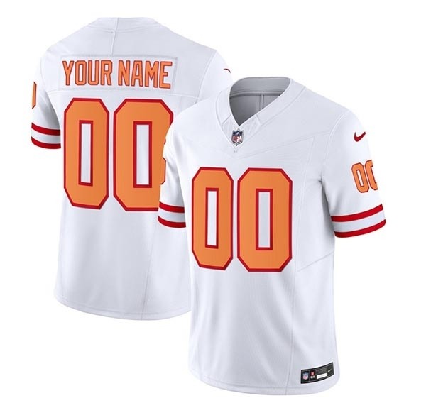 Men's Tampa Bay Buccaneers Active Player Custom 2023 F.U.S.E. White Throwback Limited Stitched Jersey(Name and number remark in comment column)