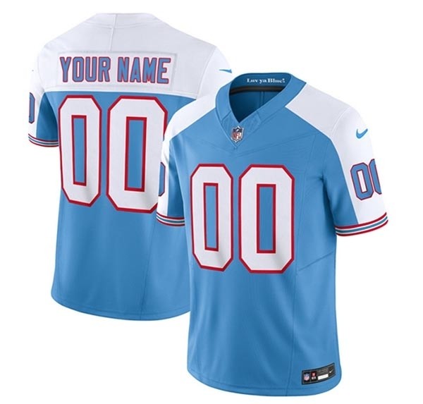 Men's Tennessee Titans Active Player Custom Blue White 2023 F.U.S.E. Vapor Limited Throwback Stitched Football Jersey(Name and number remark in comment column)