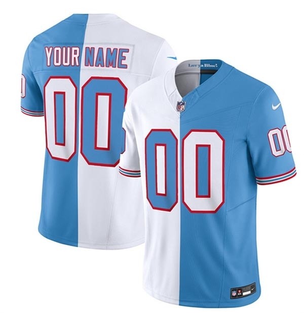 Men's Tennessee Titans Active Player Custom White Blue 2023 F.U.S.E. Split Vapor Limited Throwback Stitched Football Jersey(Name and number remark in comment column)