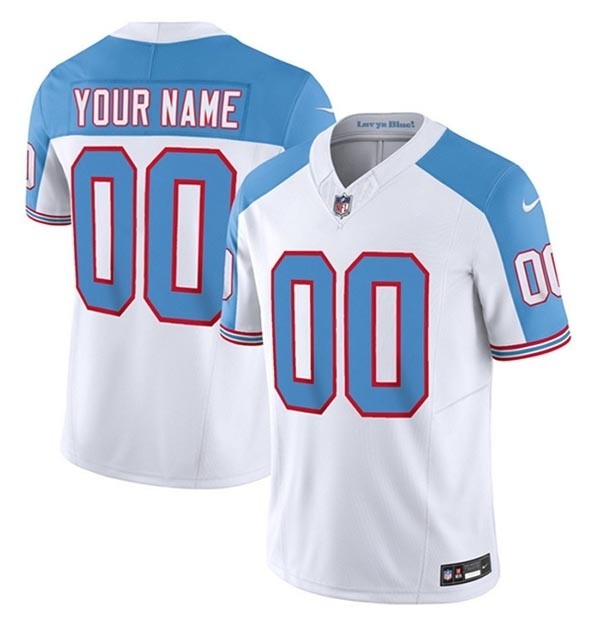 Men's Tennessee Titans Active Player Custom White Blue 2023 F.U.S.E. Vapor Limited Throwback Stitched Football Jersey(Name and number remark in comment column)