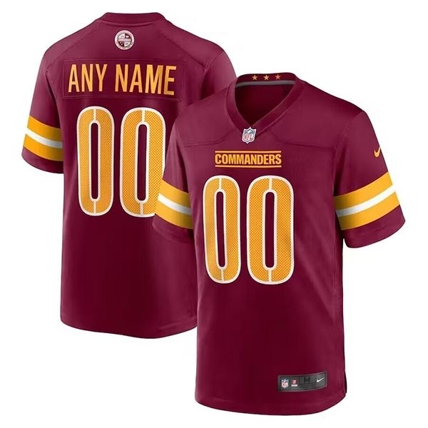 Men's Washington Commanders Active Player Custom Burgundy Stitched Game Jersey(Name and number remark in comment column)