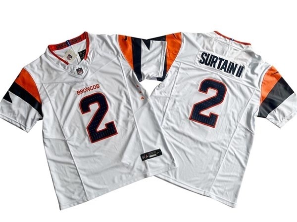 Men's Denver Broncos #2 Pat Surtain II 2024 White Vapor F.U.S.E. Limited Jersey