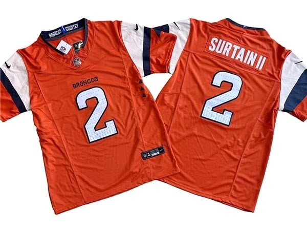 Men's Denver Broncos #2 Pat Surtain II 2024 Orange Vapor F.U.S.E. Limited Jersey